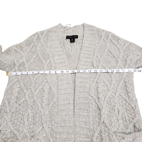Rachel Zoe Chunky Cable Knit Wool Yak Blend Open Front Cardigan Sweater Sz Med - Picture 10 of 12